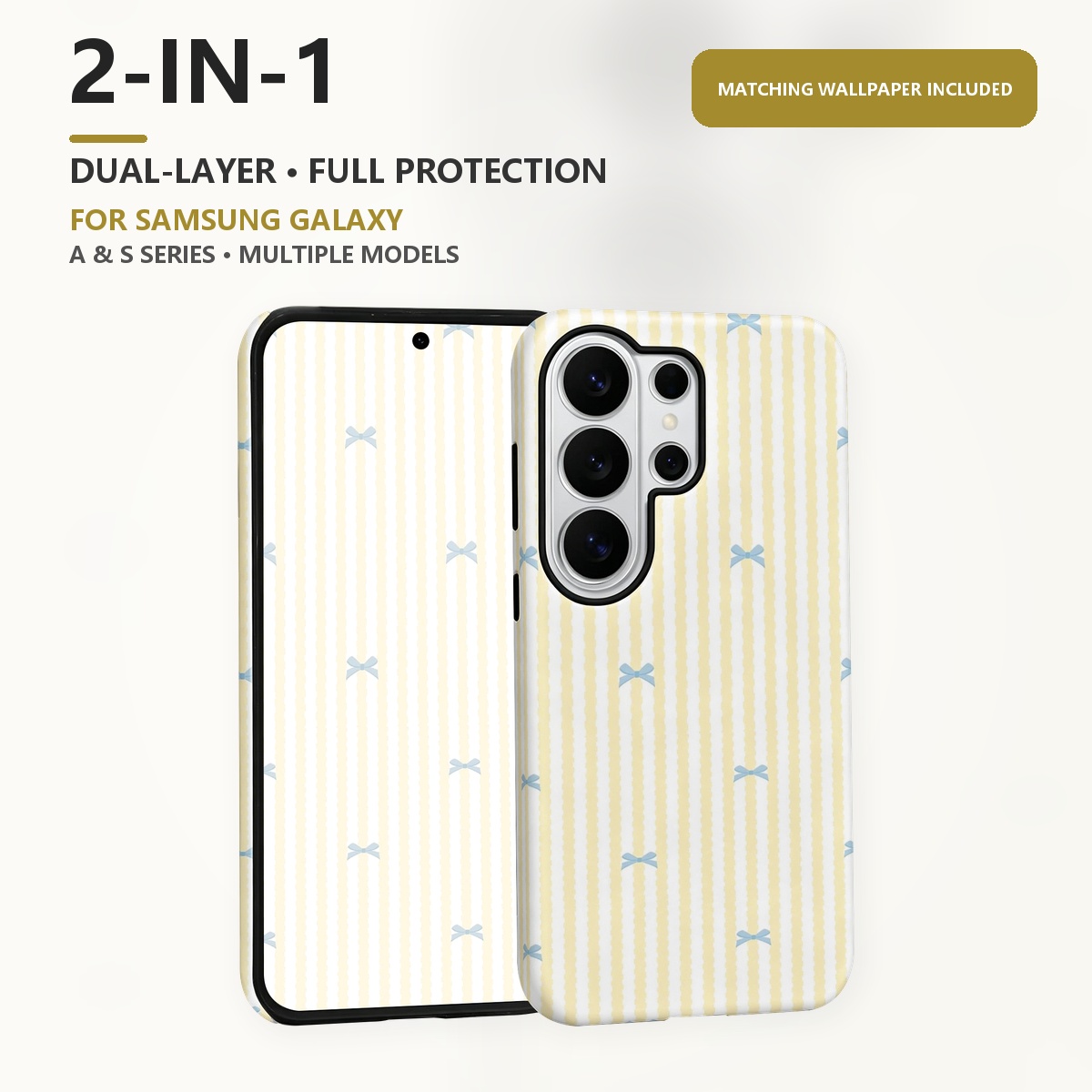 Samsung Galaxy S24 - عقدة زرقاء مخططات صفراء 2-in-1 طبقتان